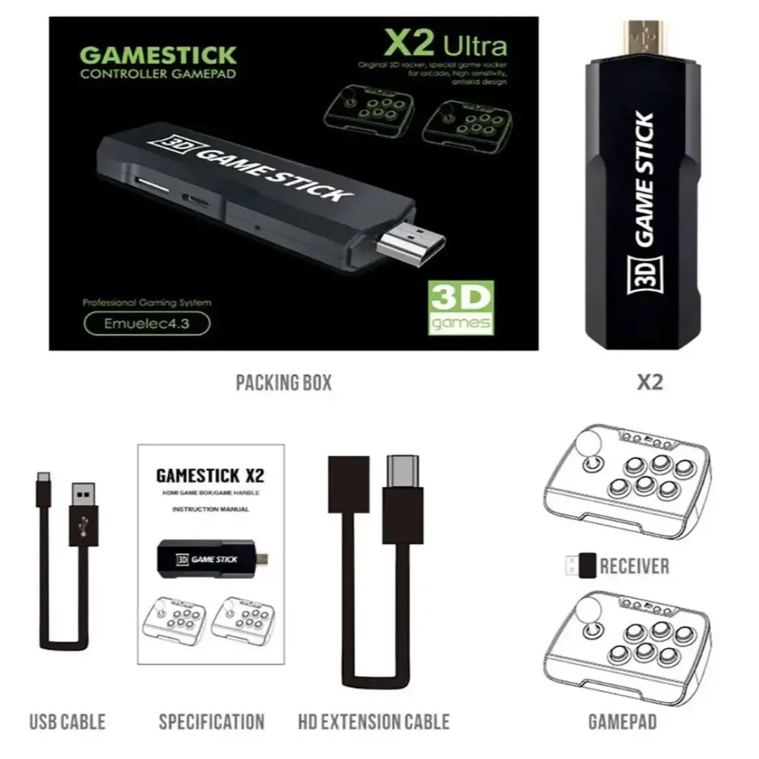 GameStick X2 Arcade | Consola Retro +20.000 Juegos con 2 Mandos Inalámbricos