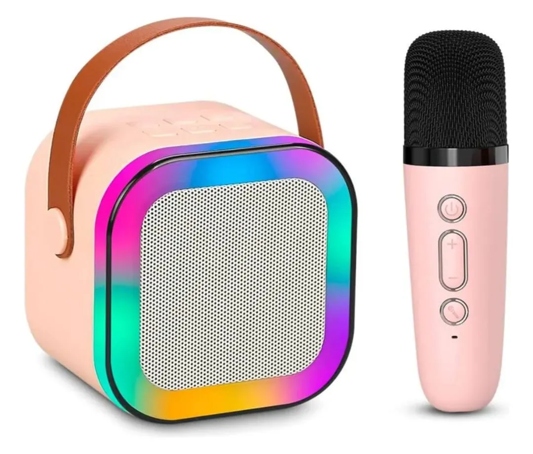 Mini Parlante Bluetooth con Micrófono Karaoke y Luces LED | Portátil