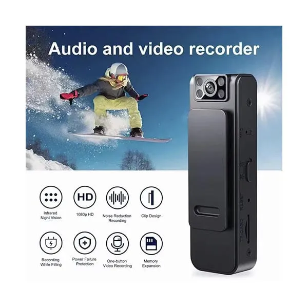 Cámara Corporal 1080P WiFi con Visión Nocturna y Grabación Prolongada