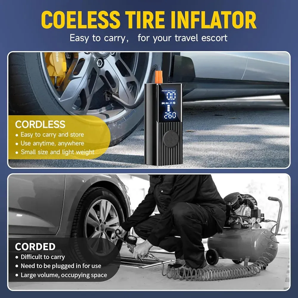 Compresor de Aire Portátil Inteligente – 5 Modos, Batería Recargable y Power Bank