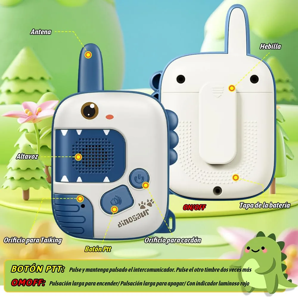 Walkie-Talkies para Niños Pack x2 – Juegos Divertidos, Unicornios y Dinosaurios