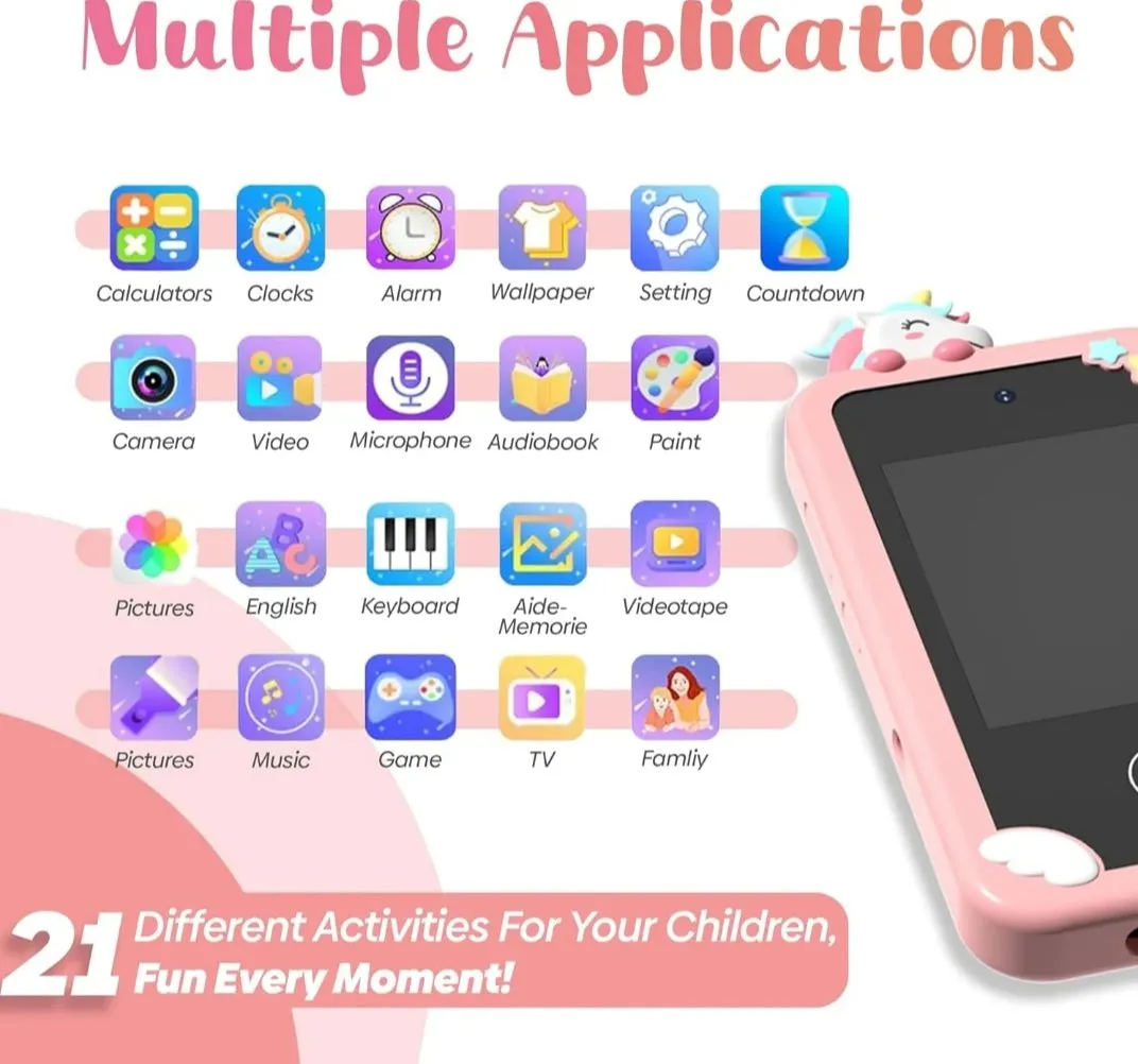 Teléfono Inteligente de Juguete para Niños – Cámara HD, Juegos Educativos y Aprendizaje Interactivo