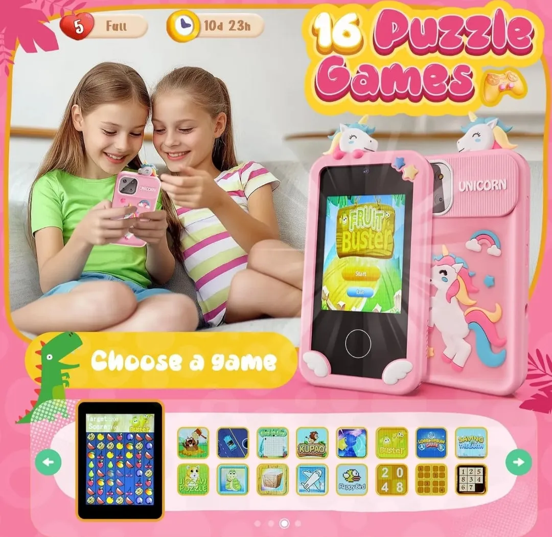 Teléfono Inteligente de Juguete para Niños – Cámara HD, Juegos Educativos y Aprendizaje Interactivo