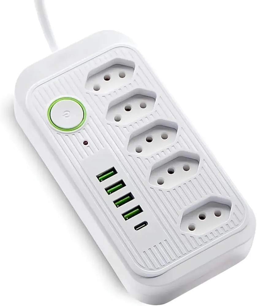 Regleta Inteligente con 5 Tomas + 4 Puertos USB + 1 Tipo-C