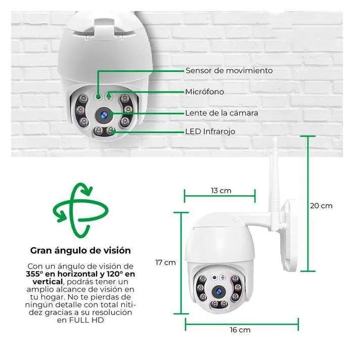 Cámara de Seguridad WiFi Exterior 1080P | Visión Nocturna, Detección de Movimiento y Conectividad Inalámbrica