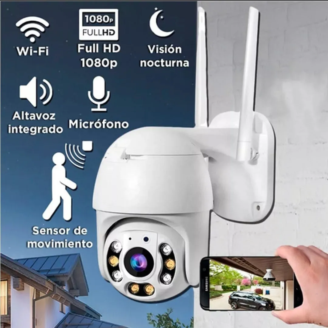 Cámara de Seguridad WiFi Exterior 1080P | Visión Nocturna, Detección de Movimiento y Conectividad Inalámbrica