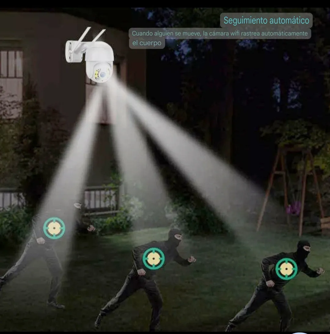 Cámara de Seguridad Inteligente Wi-Fi | Visión Nocturna a Color, Audio Bidireccional y Seguimiento de Movimiento PTZ