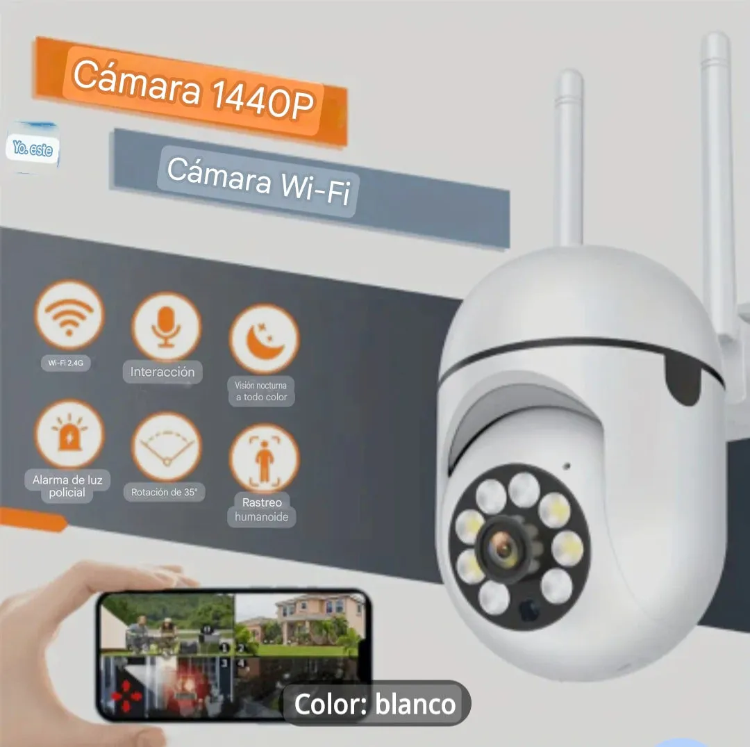 Cámara de Seguridad Inteligente Wi-Fi | Visión Nocturna a Color, Audio Bidireccional y Seguimiento de Movimiento PTZ