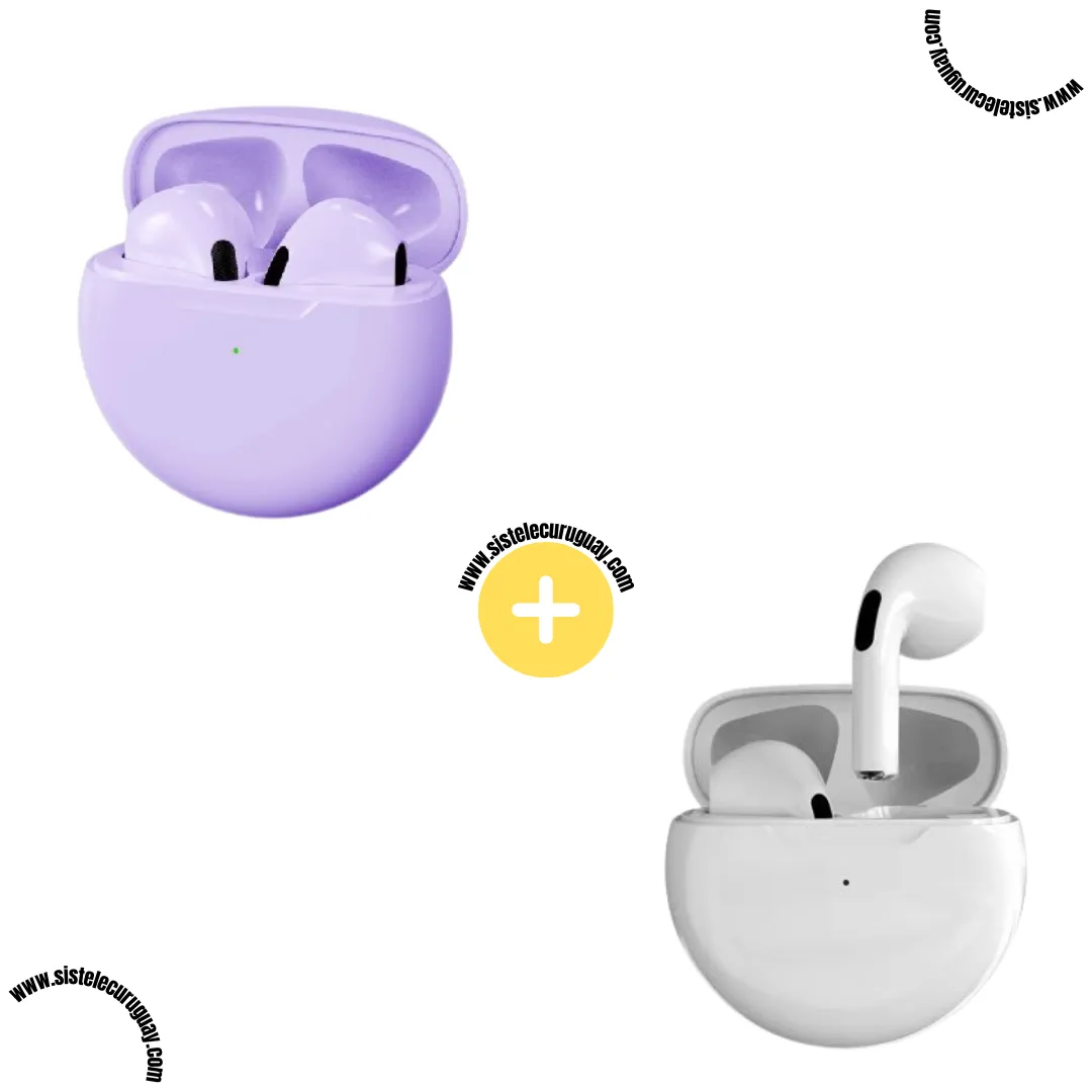 Auriculares Inalámbricos PRO6 (Pack x2) con Bluetooth 5.0, Control Táctil y Caja de Carga | Compatibles con iOS y Android