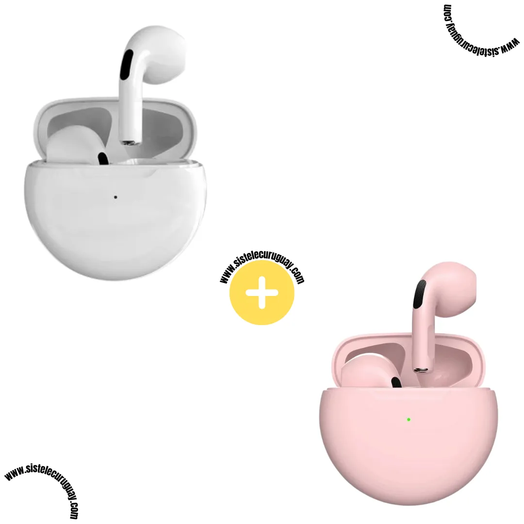 Auriculares Inalámbricos PRO6 (Pack x2) con Bluetooth 5.0, Control Táctil y Caja de Carga | Compatibles con iOS y Android