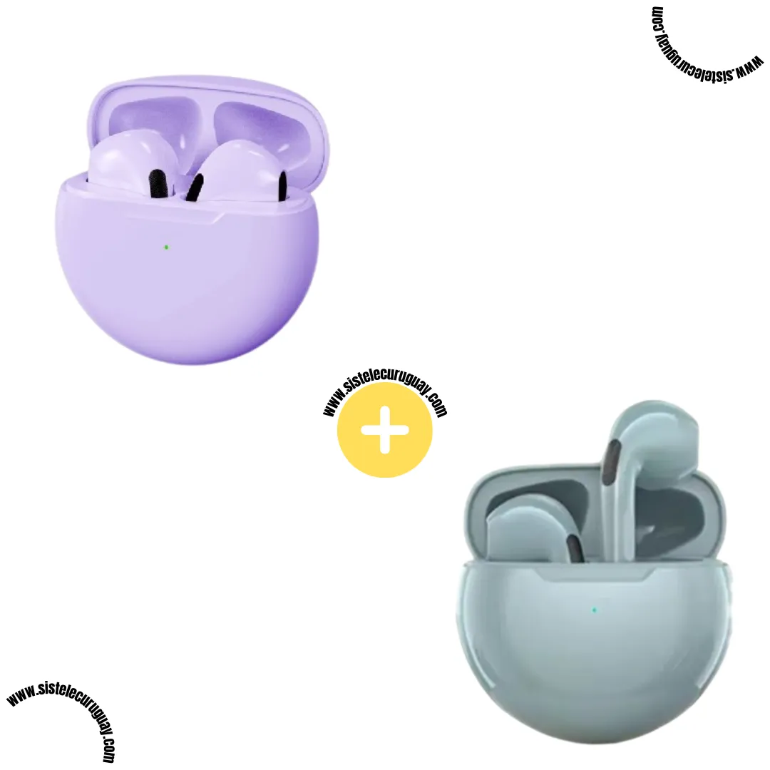 Auriculares Inalámbricos PRO6 (Pack x2) con Bluetooth 5.0, Control Táctil y Caja de Carga | Compatibles con iOS y Android