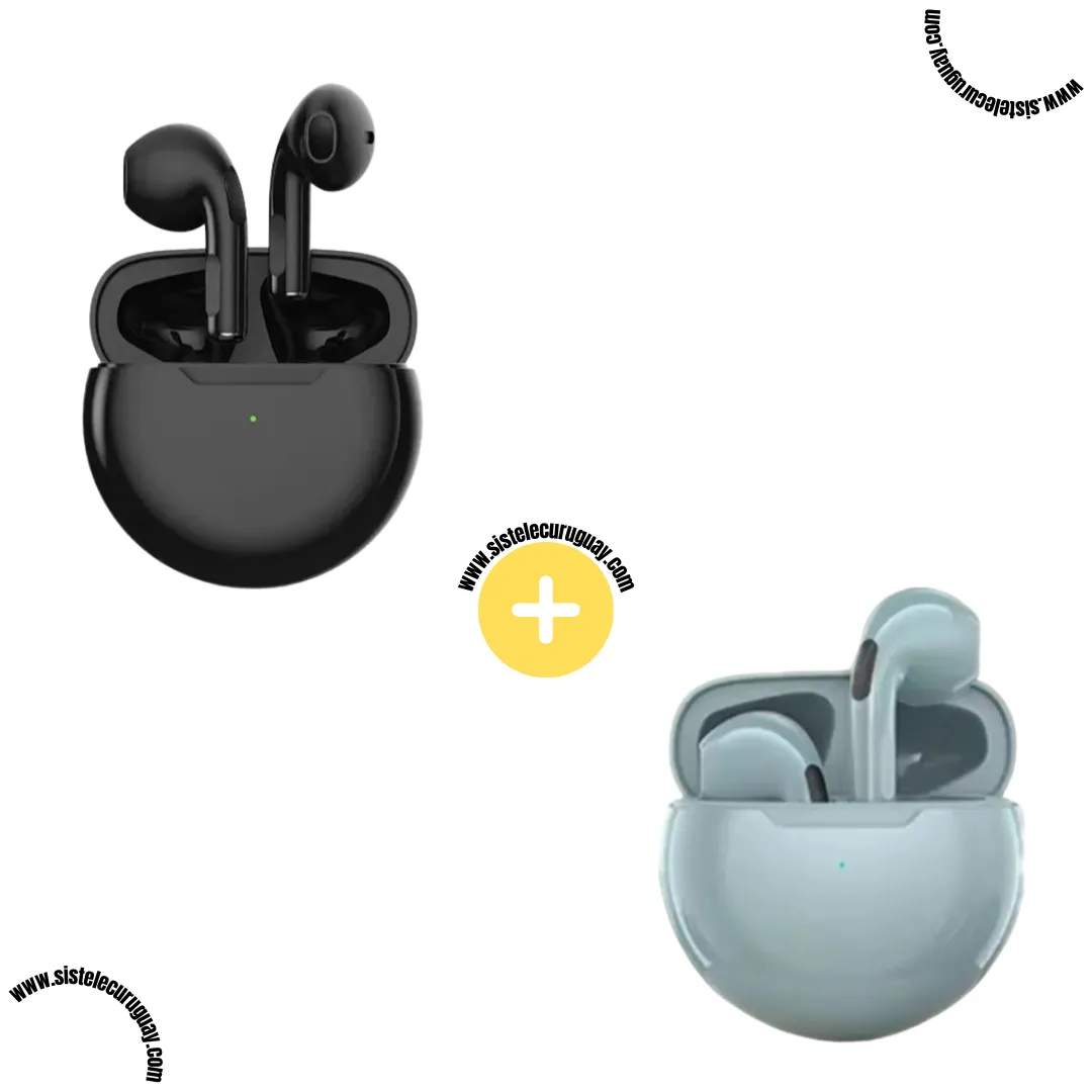 Auriculares Inalámbricos PRO6 (Pack x2) con Bluetooth 5.0, Control Táctil y Caja de Carga | Compatibles con iOS y Android