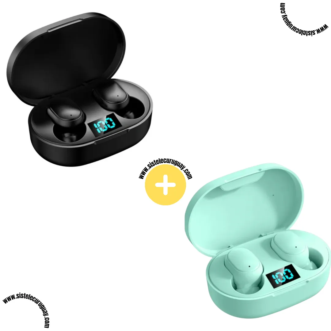 Auriculares Inalámbricos E6S (Pack x2) con Bluetooth 5.0, Control Táctil y Caja de Carga | Compatibles iOS y Android