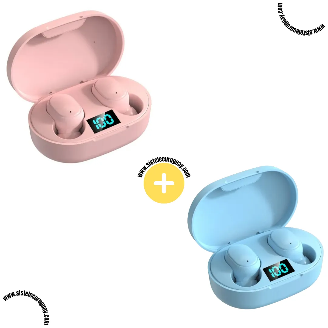 Auriculares Inalámbricos E6S (Pack x2) con Bluetooth 5.0, Control Táctil y Caja de Carga | Compatibles iOS y Android