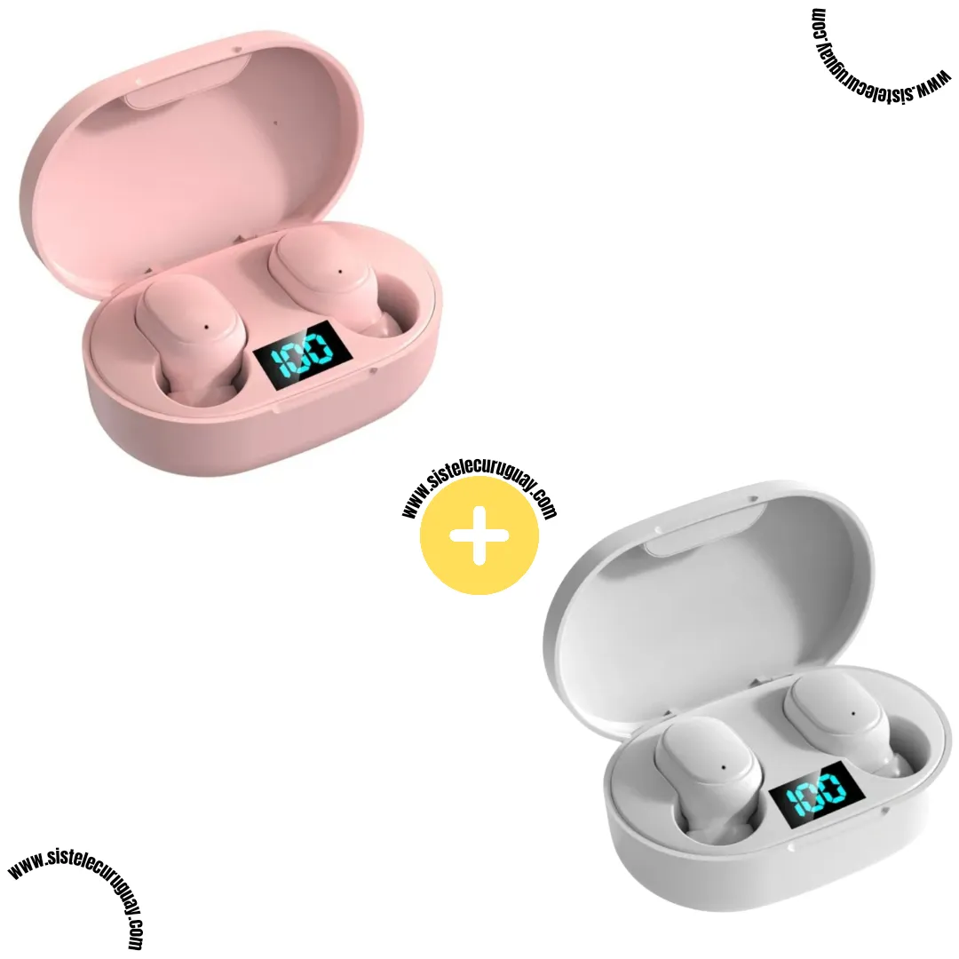 Auriculares Inalámbricos E6S (Pack x2) con Bluetooth 5.0, Control Táctil y Caja de Carga | Compatibles iOS y Android