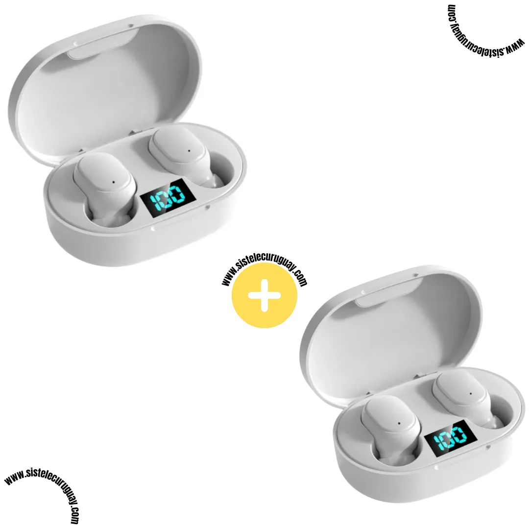 Auriculares Inalámbricos E6S (Pack x2) con Bluetooth 5.0, Control Táctil y Caja de Carga | Compatibles iOS y Android