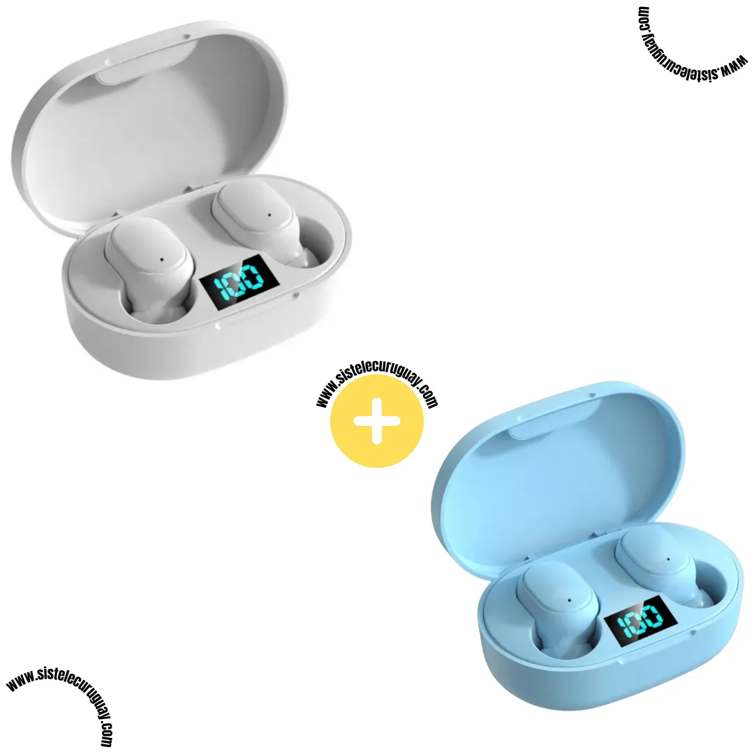 Auriculares Inalámbricos E6S (Pack x2) con Bluetooth 5.0, Control Táctil y Caja de Carga | Compatibles iOS y Android