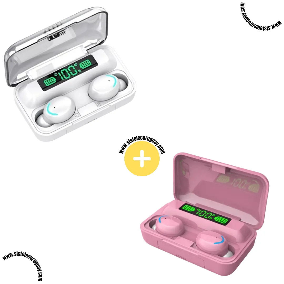 2 Auriculares Inalámbricos F9 con Caja Power Bank, Pantalla LED y Batería de Larga Duración | Bluetooth 5.0