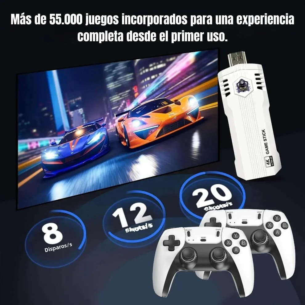 Game Stick X2 PLUS MAX con +55.000 Juegos, 40 Emuladores y microSD con 100 Juegos de PSP todos similares a PS2