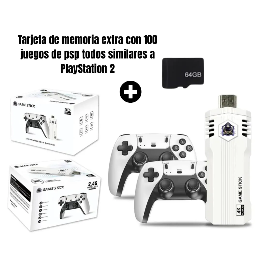 Game Stick X2 PLUS MAX con +55.000 Juegos, 40 Emuladores y microSD con 100 Juegos de PSP todos similares a PS2