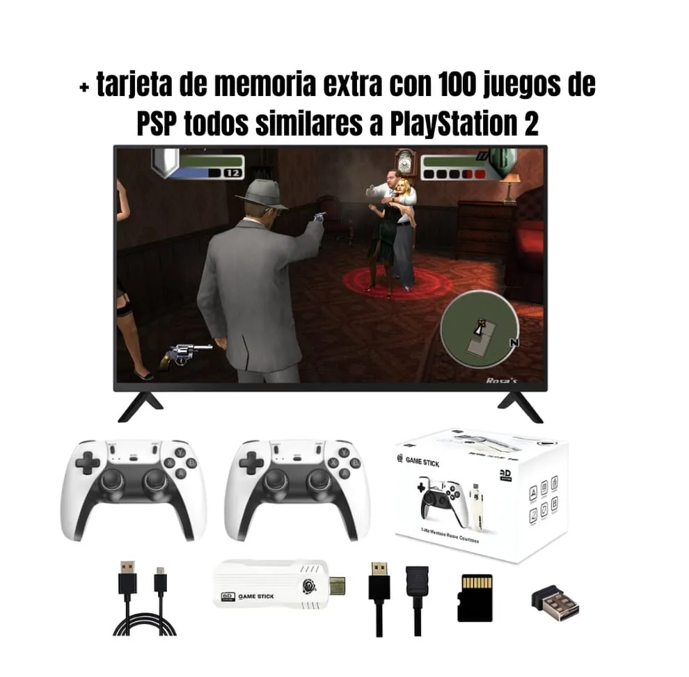 Game Stick X2 PLUS MAX con +55.000 Juegos, 40 Emuladores y microSD con 100 Juegos de PSP todos similares a PS2